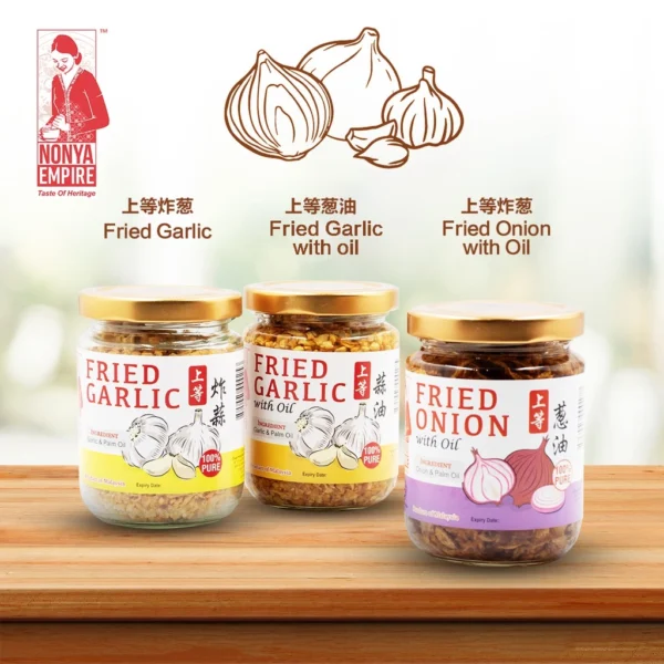 Nonya Empire Fried Chopped Garlic 90g / Fried Chopped Shallot in Canola Oil 200g / Fried Garlic in Canola Oil 200G